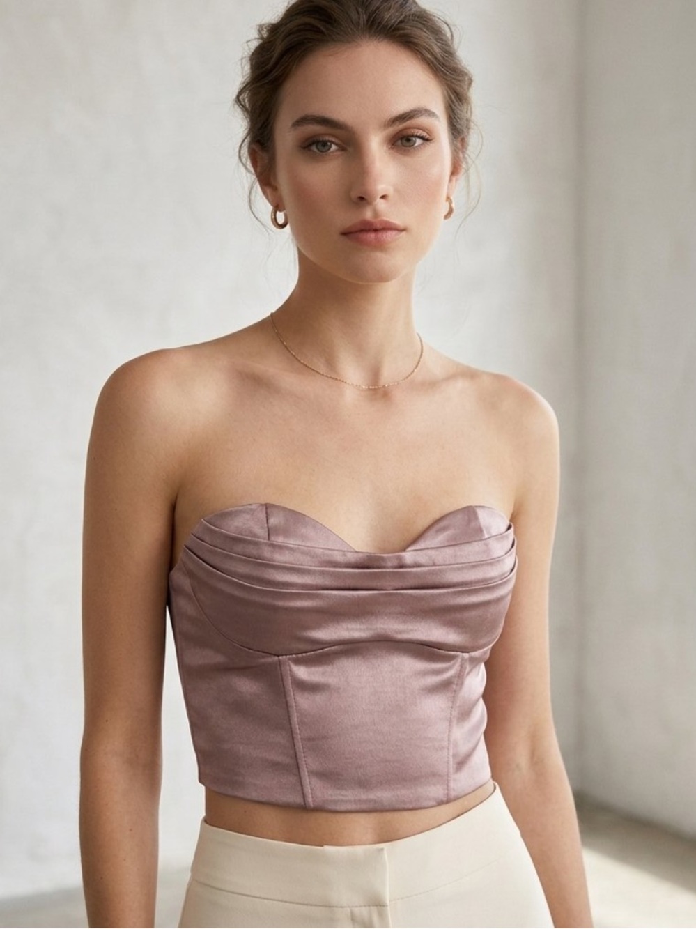 Zara metallic corset crop coquette flirty top Small